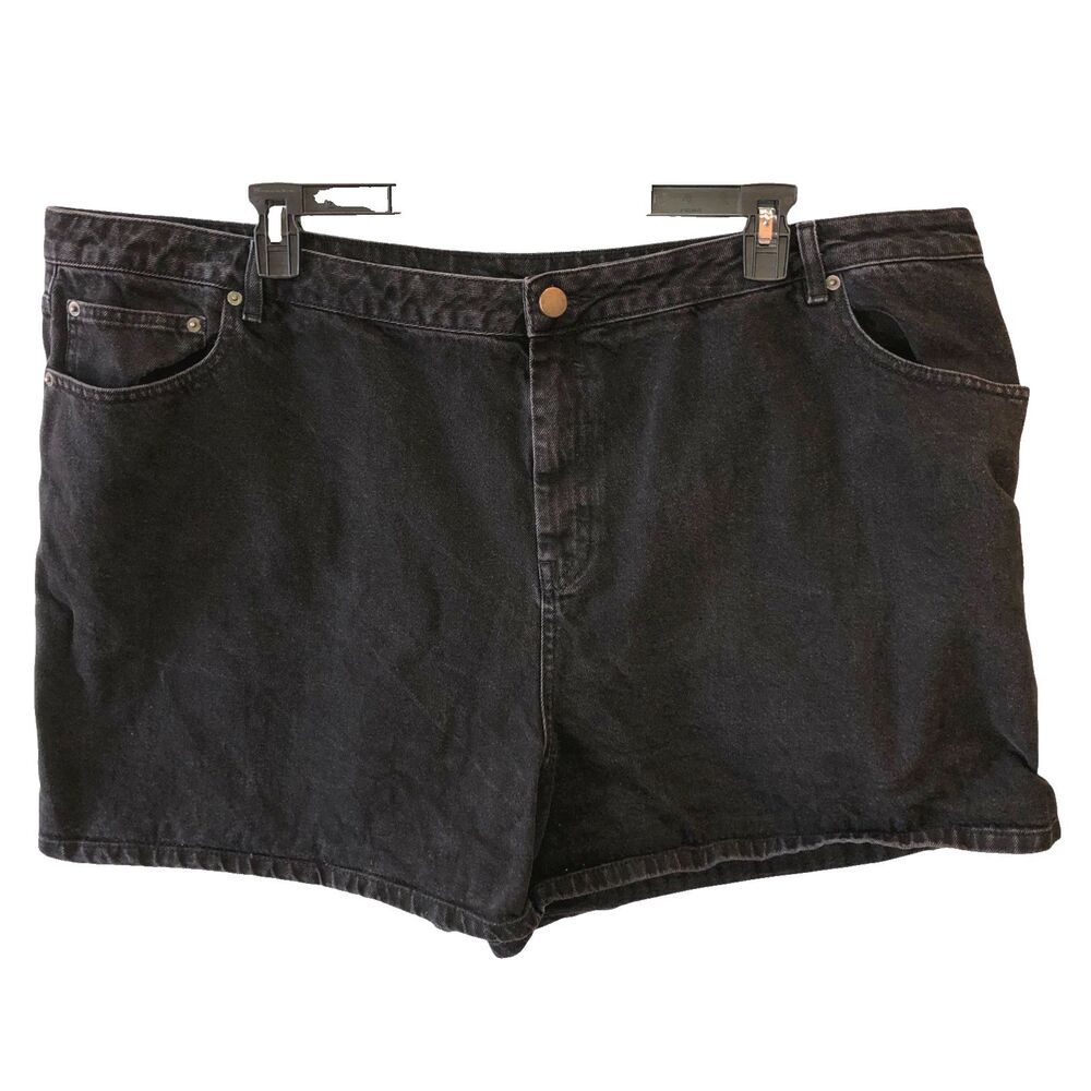 Asos Womens Plus Sz 24 US Black Denim Cotton Pockets Casual Everyday Mom Shorts